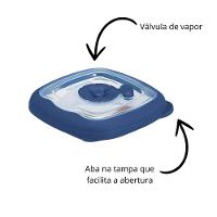 Kit 3 Potes Plásticos Redondos Herméticos Azul 1,1L Flor Sanremo - 4