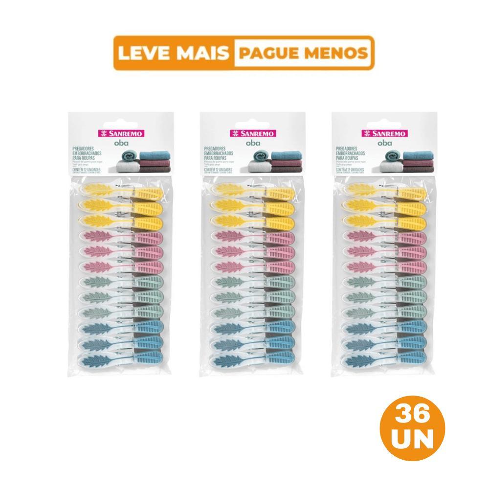 Kit Prendedor de Roupa Plástico Folhas Oba Sanremo 36 Unidades - 1