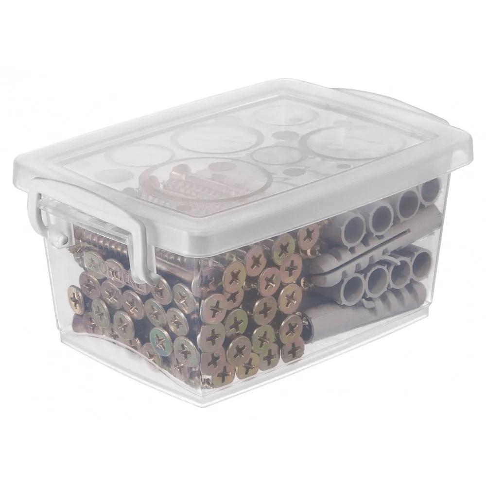 Kit 6 Caixa Organizadora Plástica com Trava e Alça Cristal 400ml Bel Ordene - 2