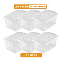Kit 6 Caixa Organizadora Plástica com Trava e Alça Cristal 400ml Bel Ordene - 1