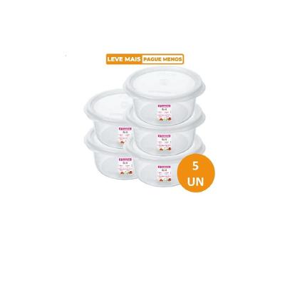 Kit 5 Potes Plásticos Redondos Fácil Cristal 620ml Sanremo