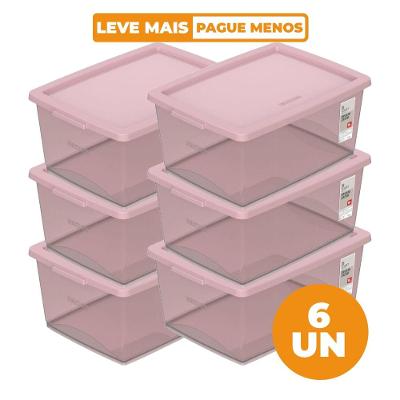Kit 6 Caixas Organizadoras Plásticas 15L Rosé Ordene