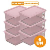 Kit 6 Caixas Organizadoras Plásticas 15L Rosé Ordene - 1