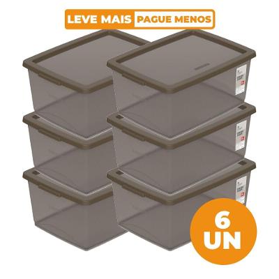 Kit 6 Caixas Organizadoras Plásticas 15L Camurça Ordene