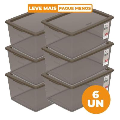 Kit 6 Caixas Organizadoras Plásticas 30L Camurça Ordene