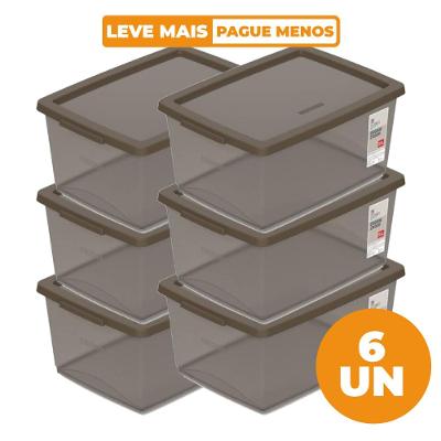 Kit 6 Organizadores Plásticos Multiuso 7,5L Camurça Ordene