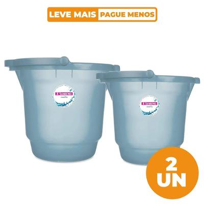 Kit 2 Baldes Plásticos Azul com Alça 8,5 e 15L Hydrus Sanremo