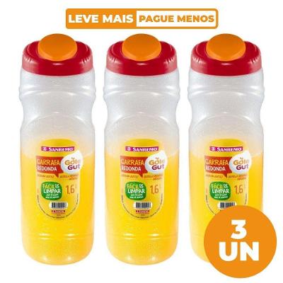 Kit 3 Garrafas Plásticas Redondas 1,6L Gole Gut Sanremo