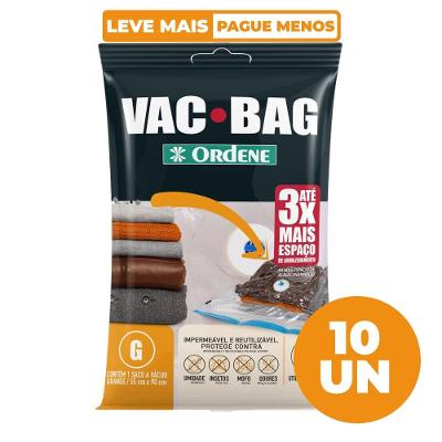 Kit 10 Sacos a Vácuo Organizador Grande Transparente 55x90cm Vac Bag Ordene