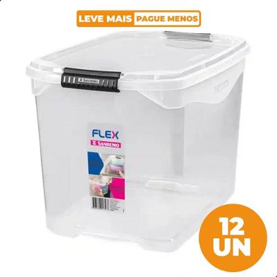 Kit 12 Caixas Organizadoras Plásticas 36L Flex Sanremo
