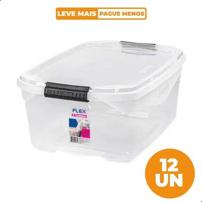 Kit 12 Caixas Organizadoras Plásticas 20L Flex Sanremo