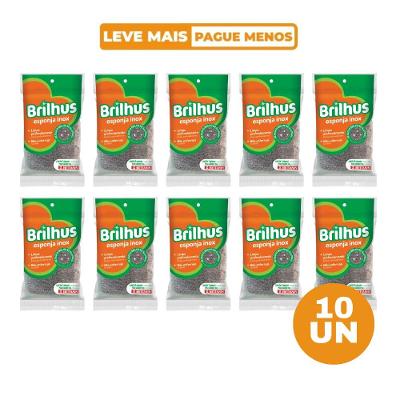 Kit 10 Esponja em Aço Inox Brilhus Bettanin