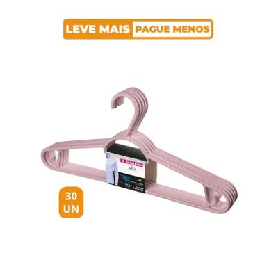 Cabide Plástico Adulto Pendura Mais Rosa 40cm Easy Sanremo 30 Unidades