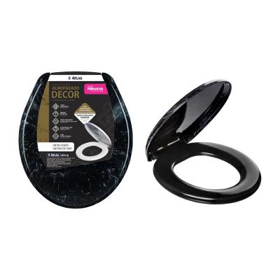 Assento Sanitário Almofadado Decor Preto Atlas