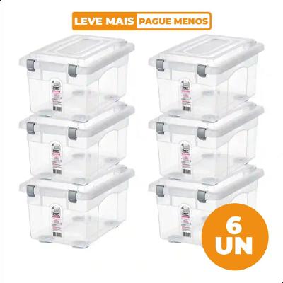 Kit 6 Caixas Organizadoras Plásticas Transparentes 4,3L Top Stock Sanremo