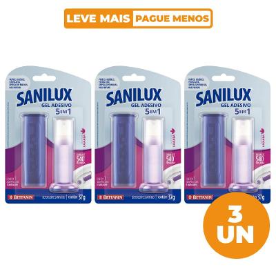 Kit 3 Desodorizador Sanitário em Gel Adesivo 5 em 1 Óleos de Lavanda 37g Sanilux Bettanin