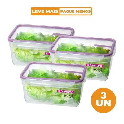 Kit 3 Pote com Travas Hermético Açaí 3,5L Freshy Sanremo