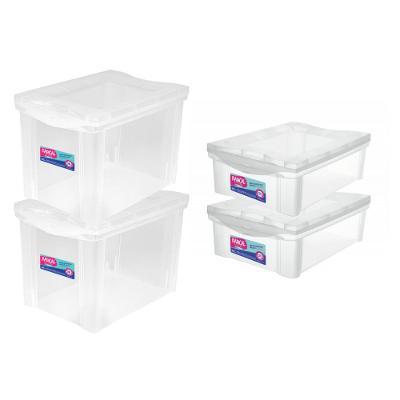 Kit 4 Caixas Organizadoras 13,5L e 30L Cristal Radical Colors Ordene