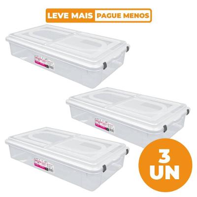Kit 3 Caixas Organizadoras Plásticas 51L Top Stock Sanremo