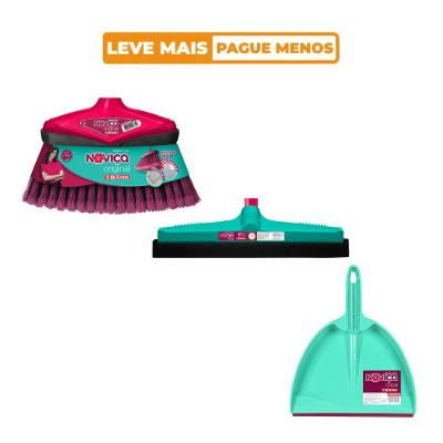 Kit Vassoura Sem Cabo + Rodo 30cm Sem Cabo + Pá Para Lixo Noviça