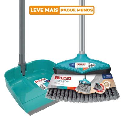 Kit Vassoura Multiuso Original + Pá Para Lixo Com Cabo Bettanin