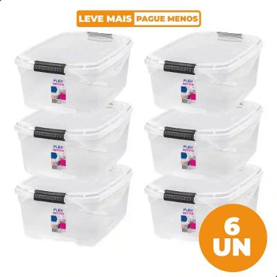 Kit 6 Caixas Organizadoras Transparentes 20L Flex Sanremo