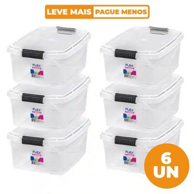 Kit 6 Caixas Organizadoras Transparentes 6L Flex Sanremo