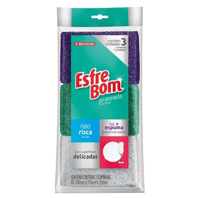 Esponja Prateada para Superfícies Delicadas 12 Unidades EsfreBom Bettanin