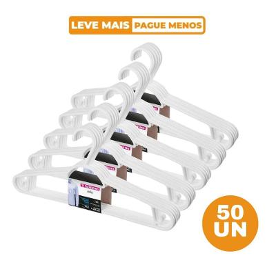 Kit 50 Cabides Plásticos Adulto 40cm Branco Easy Sanremo