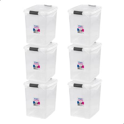 Kit 6 Caixas Organizadoras Plásticas Transparentes 14L Flex Sanremo