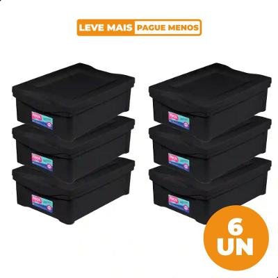 Kit 6 Organizadores Cor Preta 13,5L Ordene