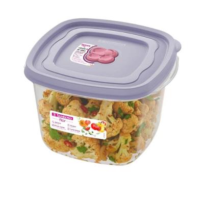 Pote Plástico Quadrado Hermético Lilás 1,6L Flor Sanremo