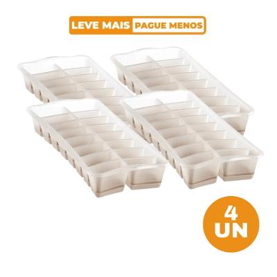 Kit 4 Forma de Gelo Plástica Flexível Branco e Cappuccino Casar Sanremo