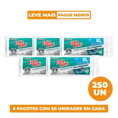 Kit 250 Sacos de Lixo para Pia e Banheiro 8L EsfreBom Bettanin