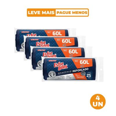 Kit Saco de Lixo em Rolo Reforçado Azul Petróleo 60L EsfreBom Bettanin 100 Unidades