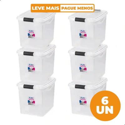 Kit 6 Caixas Organizadoras Transparentes 11L Flex Sanremo