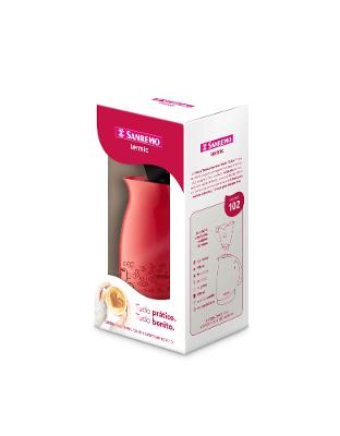 Kit Bule Térmico Plástico Vermelho 700ml e Suporte para Filtro de Café 102 Preto Termic Sanremo
