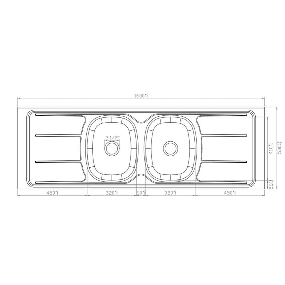 Pia de Cozinha em Inox com 2 Cubas 160 cm 30316 Ghel Plus - 5