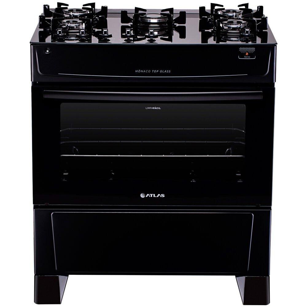 Fogão a Gás de Piso 5 Bocas Atlas Mônaco Top Glass Mesa de Vidro Preto - 4