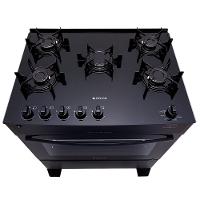 Fogão a Gás de Piso 5 Bocas Atlas Mônaco Top Glass Mesa de Vidro Preto - 5