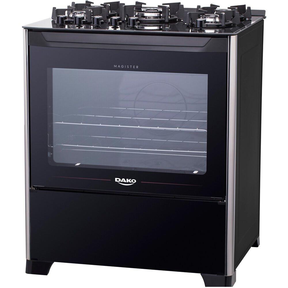 Fogão a Gás de Piso 5 Bocas Dako Magister Mesa de Vidro Preto - 3
