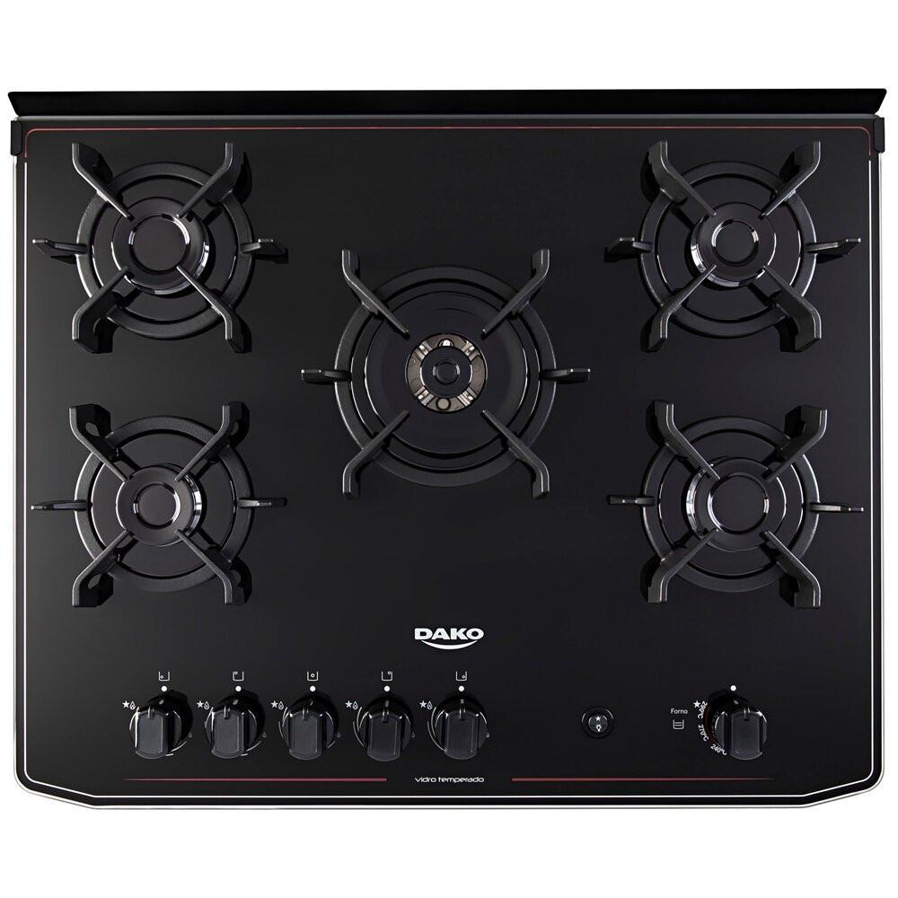 Fogão a Gás de Piso 5 Bocas Dako Magister Mesa de Vidro Preto - 8