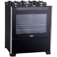 Fogão a Gás de Piso 5 Bocas Dako Magister Mesa de Vidro Preto