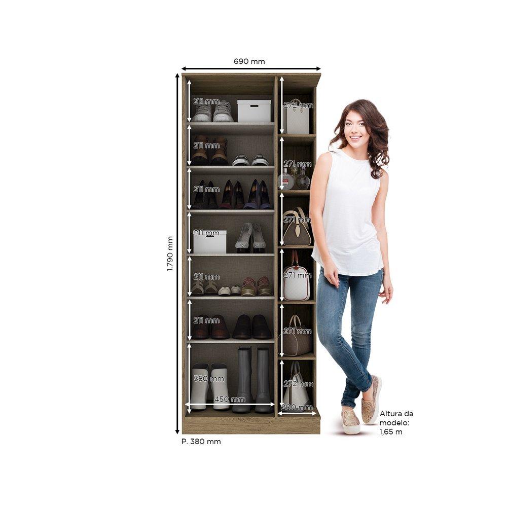 Sapateira Duetto 1 Porta com Espelho Henn - 3