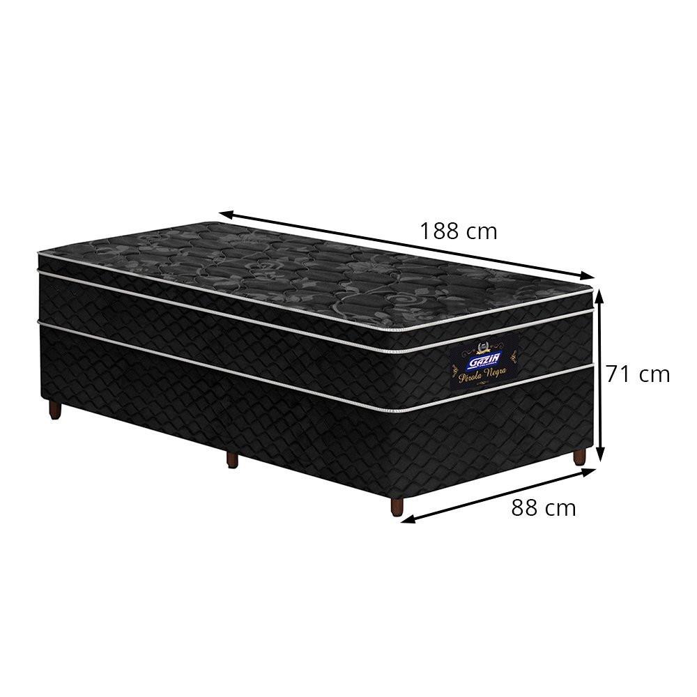 Conjunto Cama Box Solteiro de Molas Gazin Pérola Negra  88x188 - 2