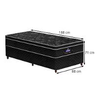 Conjunto Cama Box Solteiro de Molas Gazin Pérola Negra  88x188 - 2