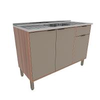 Balcão para Pia 120cm Louise 3 Portas 1 Gaveta Móveis Sul - 2