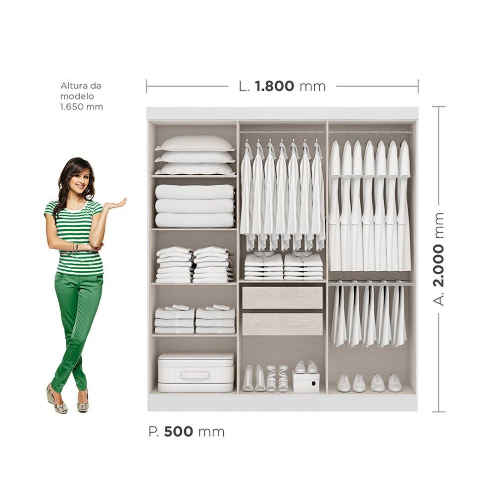 Guarda Roupa Maxel Casal Paris 6 Portas 2 Gavetas MDF Disa Móveis - 3