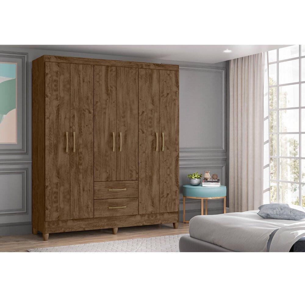 Guarda Roupa Roupeiro Panamá 6 Portas 2 Gavetas Produzido em Material Mdp Moval - 3