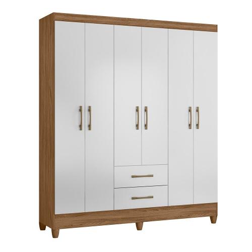 Guarda Roupa Roupeiro Panamá 6 Portas 2 Gavetas Produzido em Material Mdp Moval